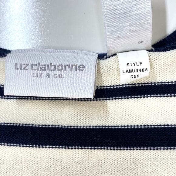 Liz Claiborne Liz Co Pullover Sweater Wmns M Hvy Knit Square Raglan Nautical Vtg - Picture 8 of 12